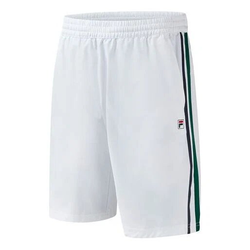 Pantaloni da tennis laterali traspiranti in tessuto a cinque vie da uomo, bianchi