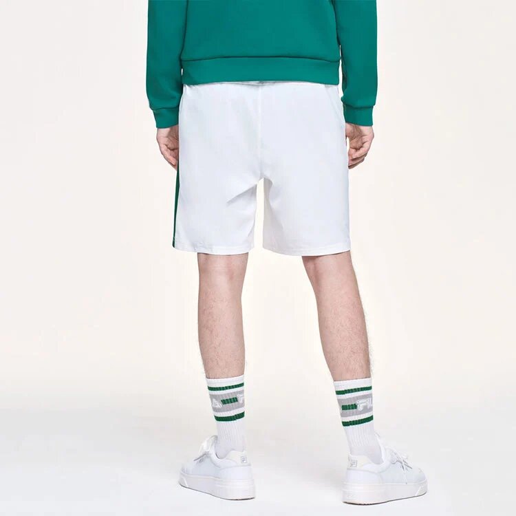 Pantaloni da tennis laterali traspiranti in tessuto a cinque vie da uomo, bianchi