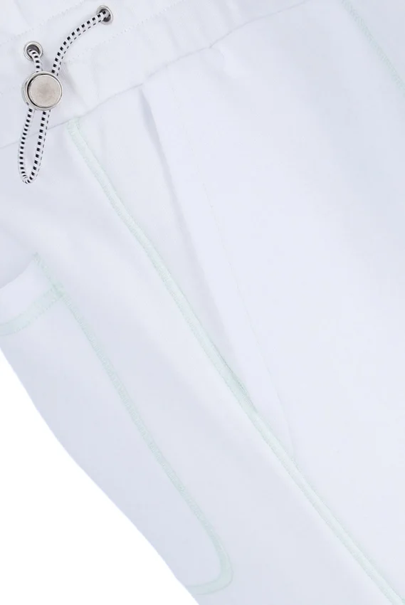 Pantaloni della tuta unisex bianchi con cuciture a contrasto