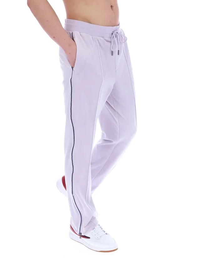 Pantaloni jogger a gamba dritta in velluto Fio color Misty Lilac