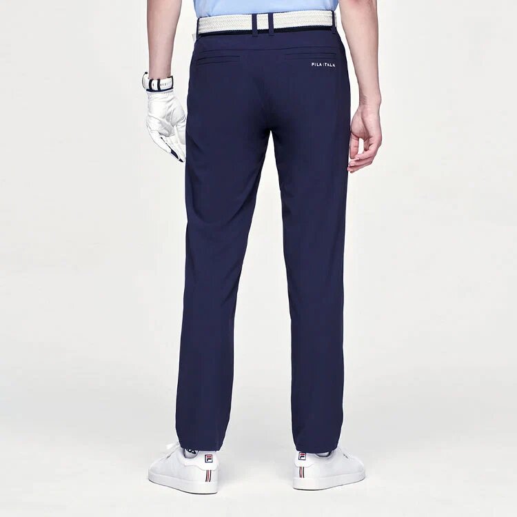 Pantaloni lunghi sportivi in tessuto a tinta unita blu