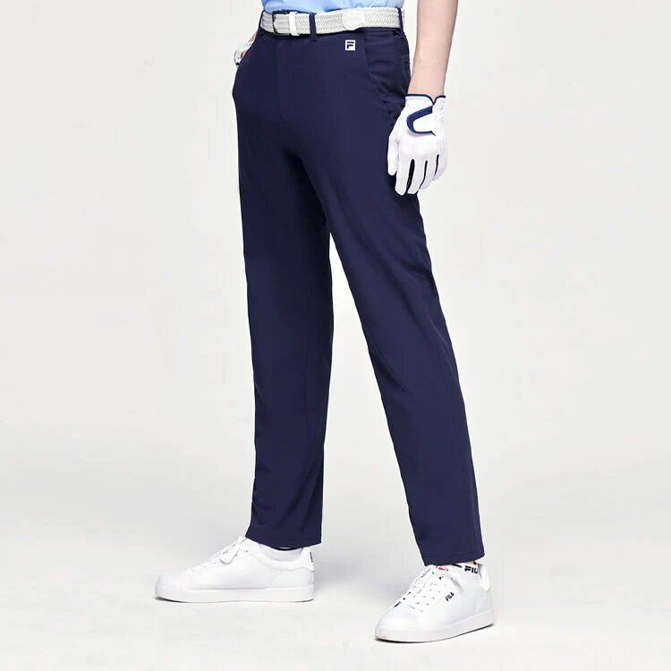 Pantaloni lunghi sportivi in tessuto a tinta unita blu