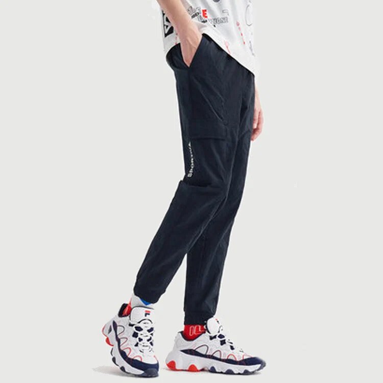 Pantaloni sportivi con logo intrecciato sul lato, blu