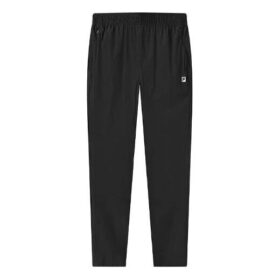 Pantaloni sportivi lunghi larghi con motivo a logo atletico, neri