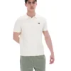 Polo a collo aperto in maglia Denny Diamond color latte di cocco
