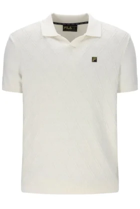 Polo a collo aperto in maglia Denny Diamond color latte di cocco