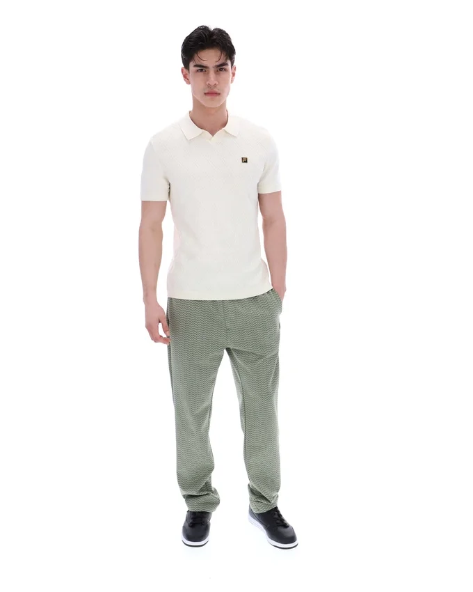 Polo a collo aperto in maglia Denny Diamond color latte di cocco