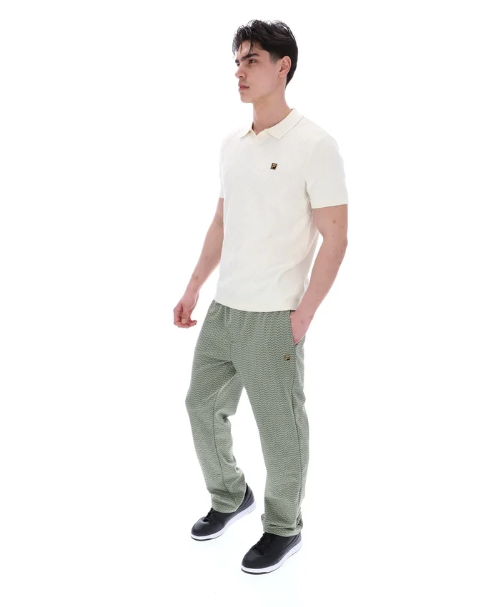 Polo a collo aperto in maglia Denny Diamond color latte di cocco