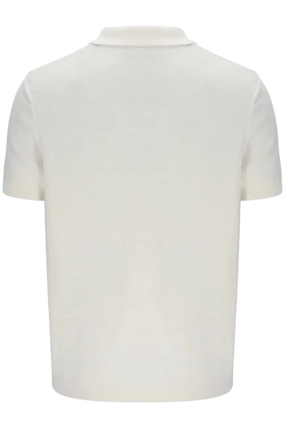 Polo a collo aperto in maglia Denny Diamond color latte di cocco