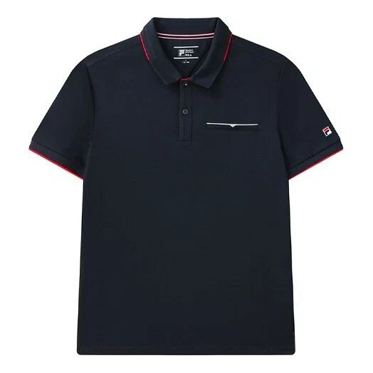 Polo a maniche corte con logo a blocchi di colore rosso, blu, in pantaloncini
