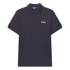 Polo a maniche corte con logo ricamato, blu, pantaloncini