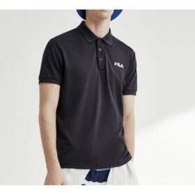 Polo a maniche corte con logo ricamato, blu, pantaloncini