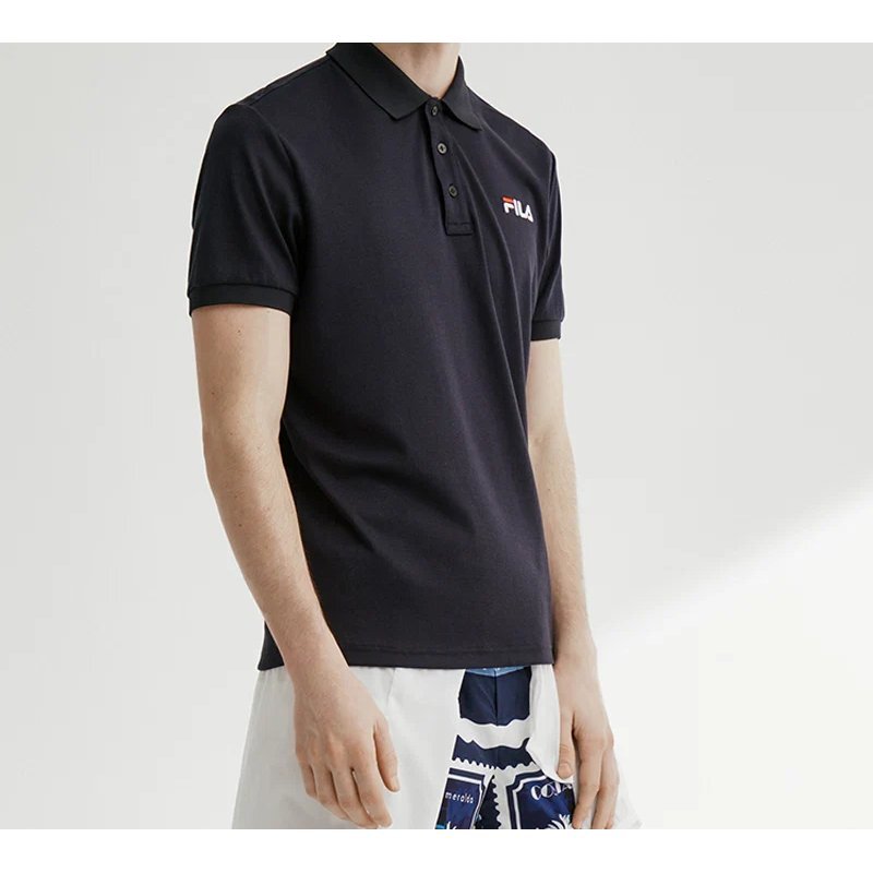 Polo a maniche corte con logo ricamato, blu, pantaloncini