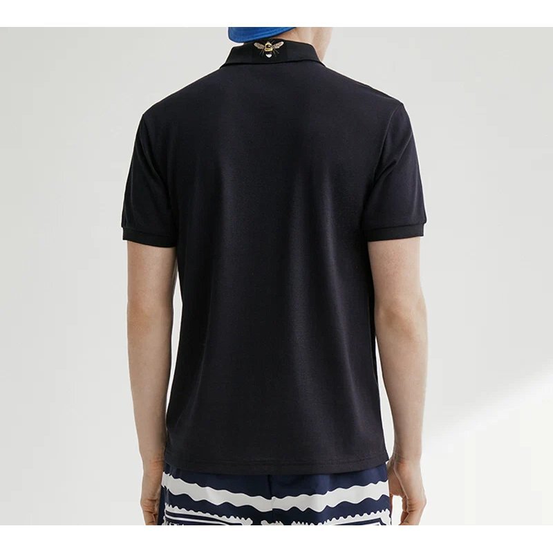 Polo a maniche corte con logo ricamato, blu, pantaloncini