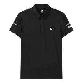 Polo a maniche corte con motivo logo, in pantaloncini neri