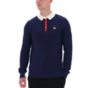 Polo a maniche lunghe Fila Nowell in maglia a nido d’ape blu navy
