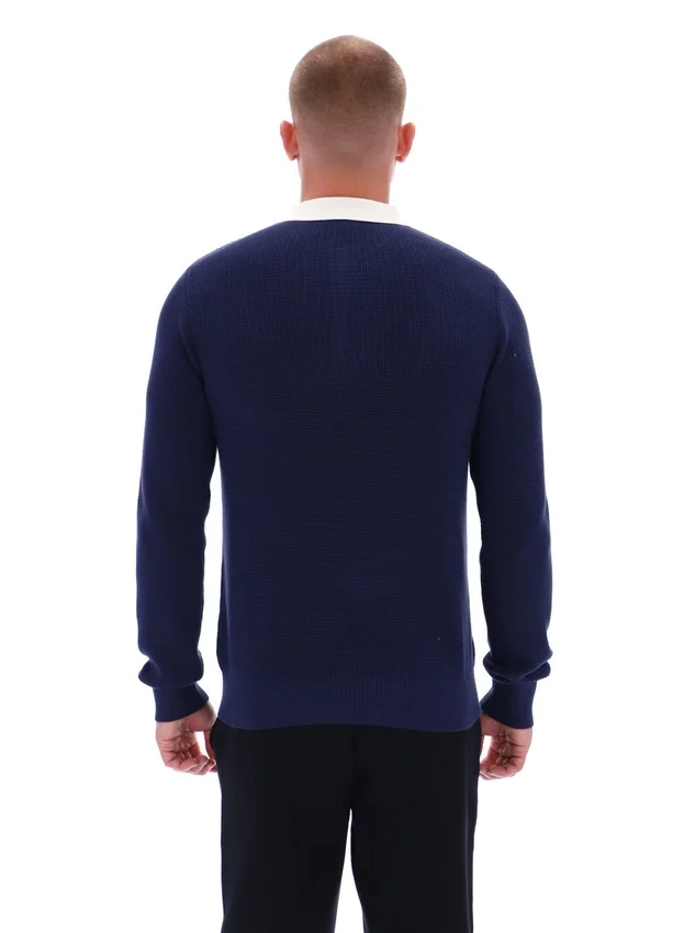 Polo a maniche lunghe Fila Nowell in maglia a nido d’ape blu navy