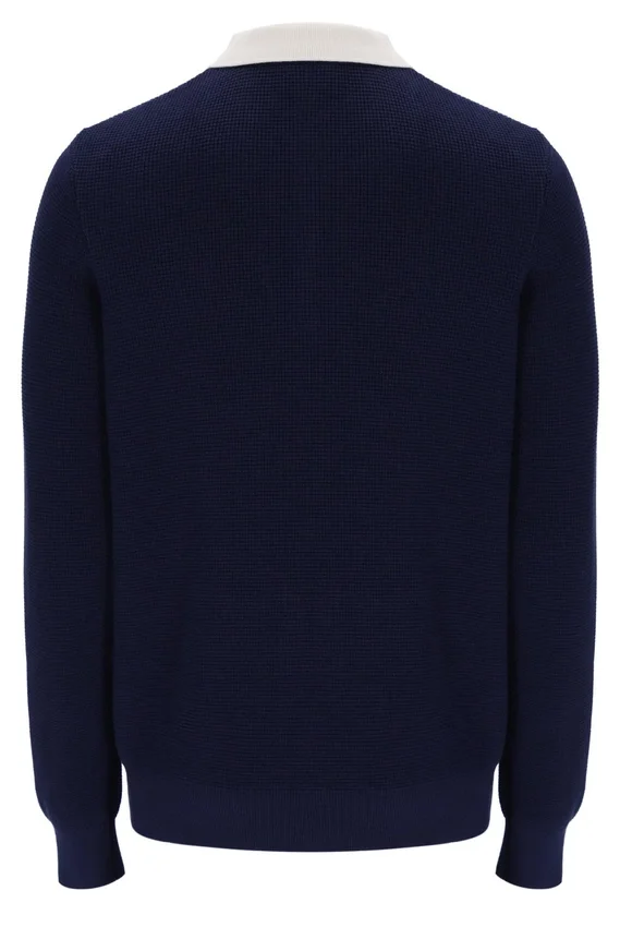 Polo a maniche lunghe Fila Nowell in maglia a nido d’ape blu navy