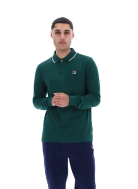 Polo a maniche lunghe Rain Forest Monte con colletto bordato