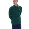 Polo a maniche lunghe Rain Forest Monte con colletto bordato