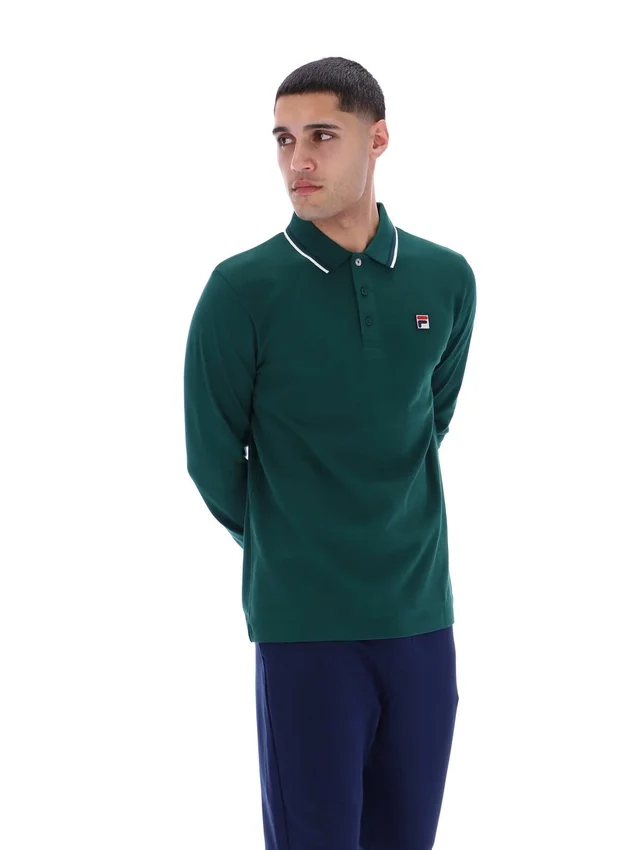 Polo a maniche lunghe Rain Forest Monte con colletto bordato