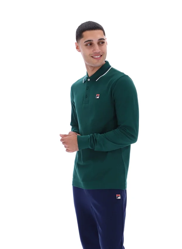 Polo a maniche lunghe Rain Forest Monte con colletto bordato