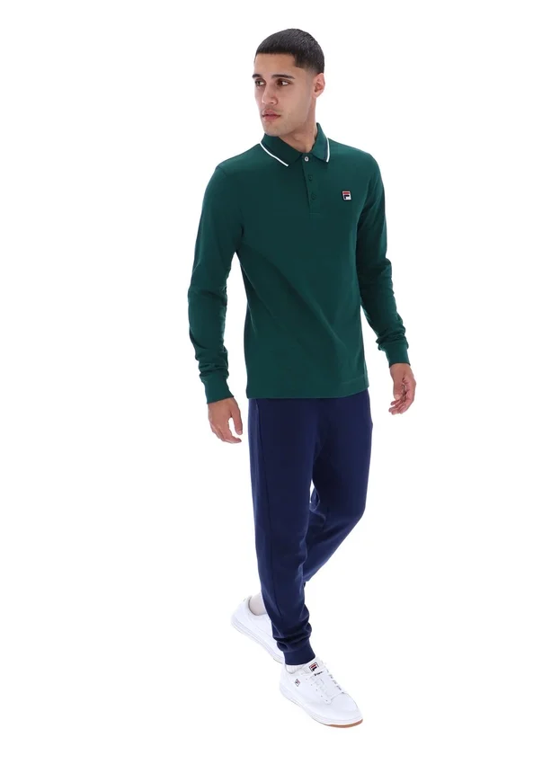 Polo a maniche lunghe Rain Forest Monte con colletto bordato
