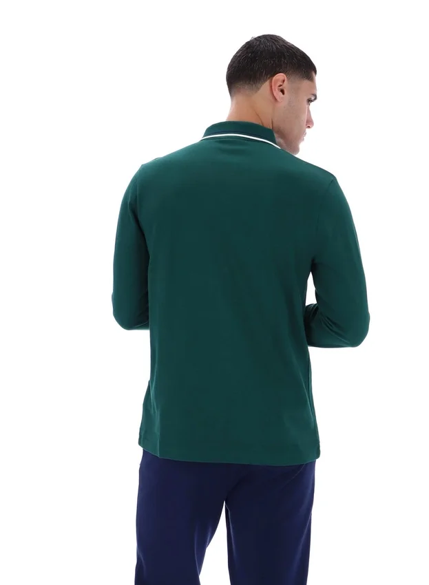 Polo a maniche lunghe Rain Forest Monte con colletto bordato