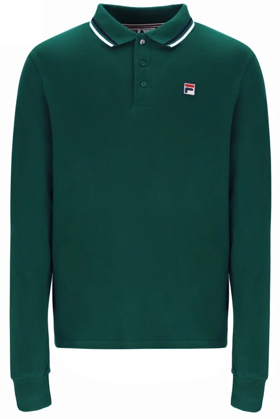 Polo a maniche lunghe Rain Forest Monte con colletto bordato