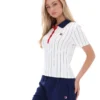 Polo aderente BB1 a righe sottili Gardenia Bai