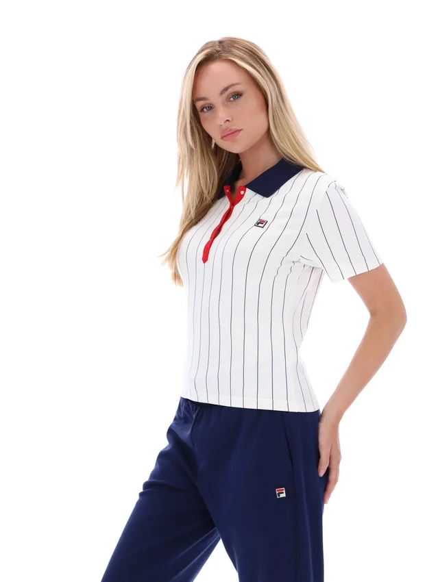 Polo aderente BB1 a righe sottili Gardenia Bai