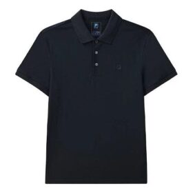 Polo casual a maniche corte in tinta unita traspirante, blu navy