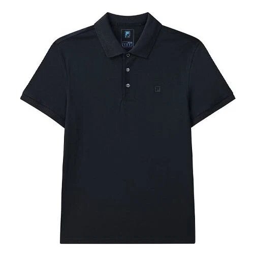 Polo casual a maniche corte in tinta unita traspirante, blu navy