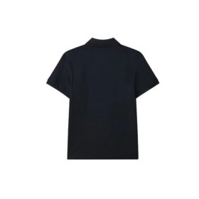 Polo casual a maniche corte in tinta unita traspirante, blu navy