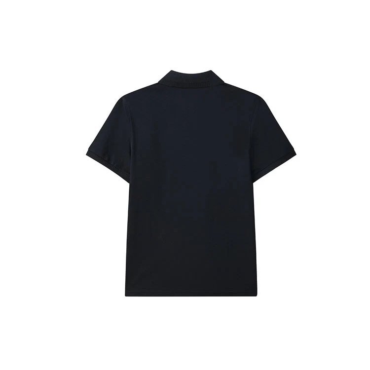 Polo casual a maniche corte in tinta unita traspirante, blu navy