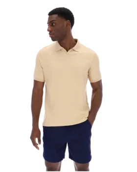 Polo classica beige Tristiano con texture