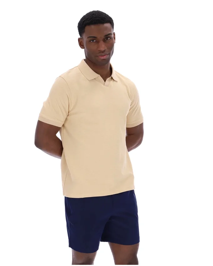 Polo classica beige Tristiano con texture