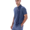 Polo con zip Dario in stile vintage indaco