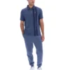 Polo con zip Dario in stile vintage indaco