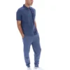 Polo con zip Dario in stile vintage indaco