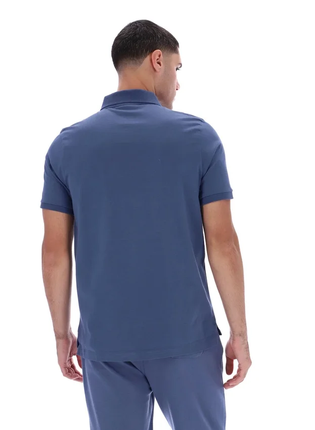 Polo con zip Dario in stile vintage indaco
