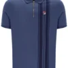 Polo con zip Dario in stile vintage indaco
