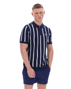 Polo Fila Giorgio in maglia patchwork all'uncinetto blu navy