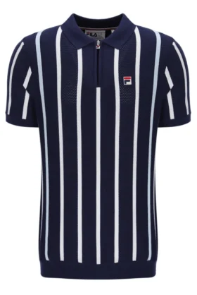 Polo Fila Giorgio in maglia patchwork all’uncinetto blu navy