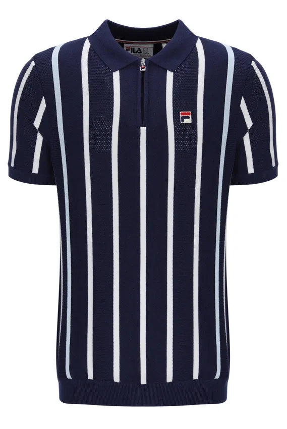 Polo Fila Giorgio in maglia patchwork all'uncinetto blu navy