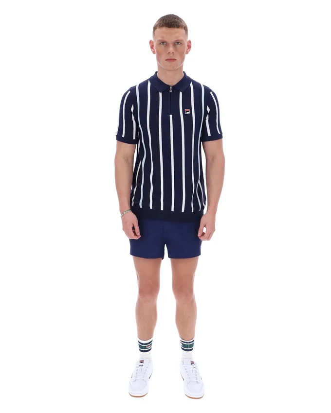 Polo Fila Giorgio in maglia patchwork all'uncinetto blu navy