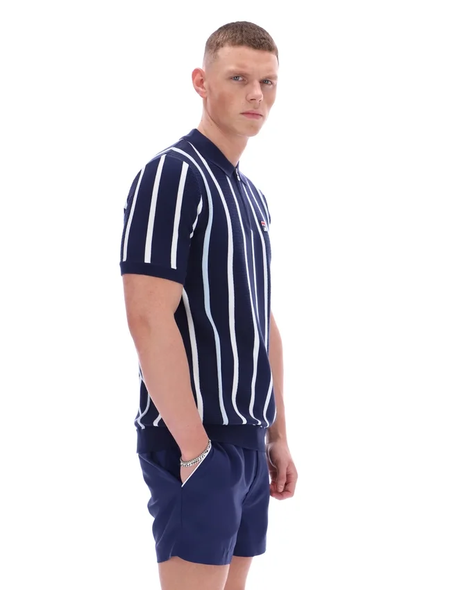 Polo Fila Giorgio in maglia patchwork all'uncinetto blu navy