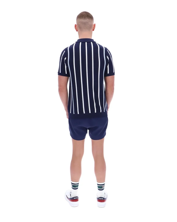 Polo Fila Giorgio in maglia patchwork all'uncinetto blu navy