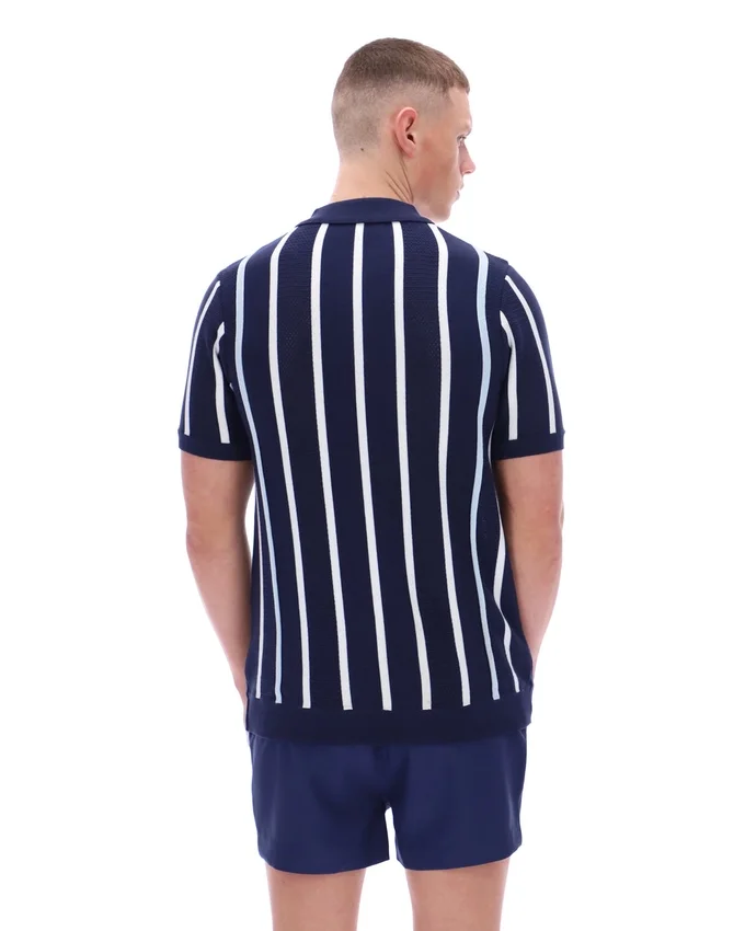 Polo Fila Giorgio in maglia patchwork all'uncinetto blu navy