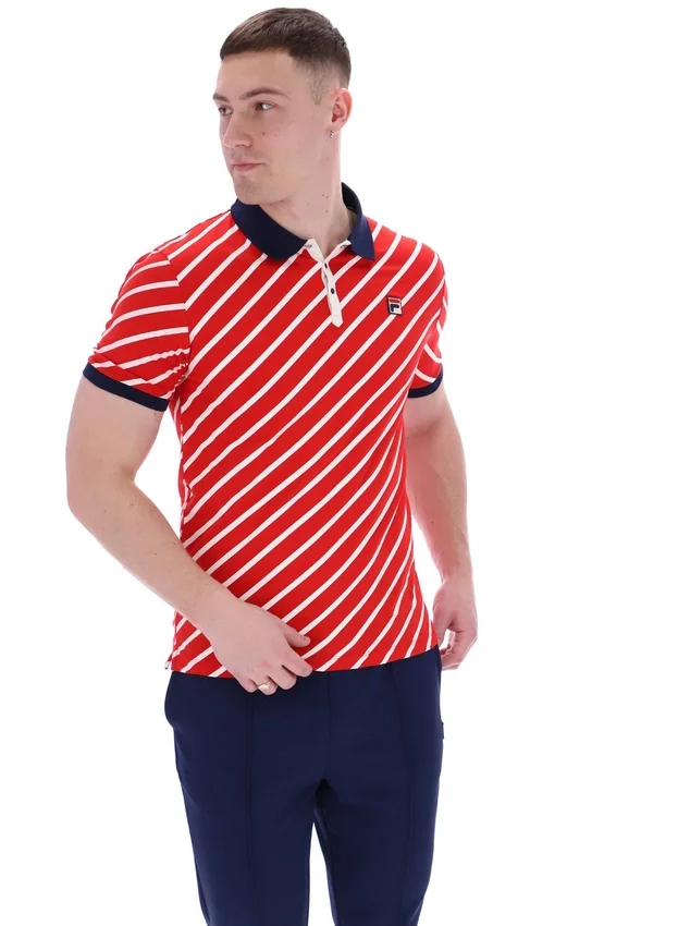 Polo Fila Jaye a righe diagonali rossa
